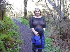 Bbw celestewoodrow flashing breast by road